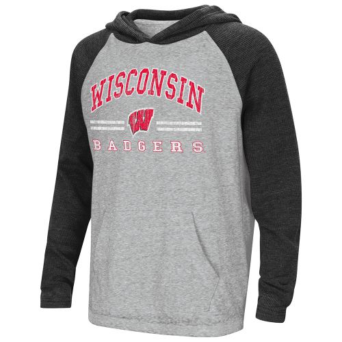 Badgers Youth One-eyed Hooded Raglan Shirt